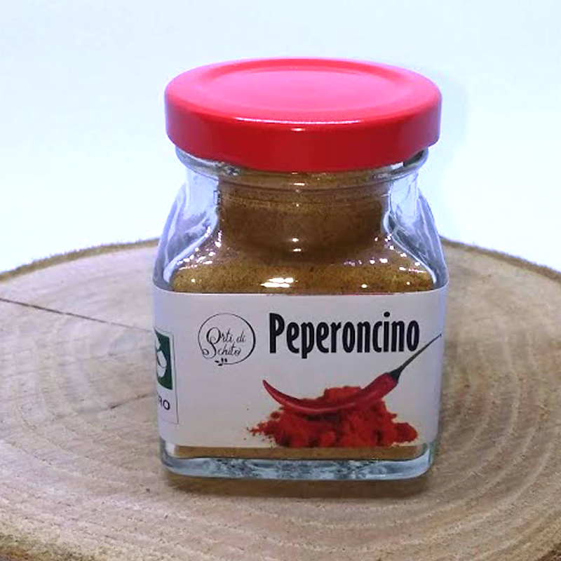 PEPERONCINO PICCANTE ESSICCATO IN POLVERE GR.40 IN VASETTO DI VETRO